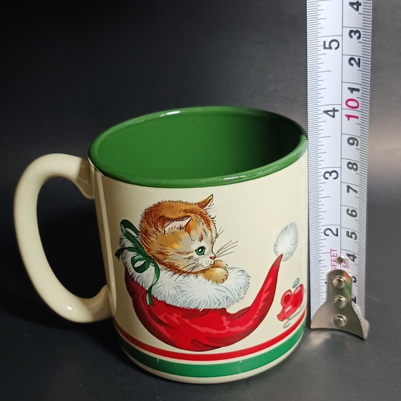 Vintage Potpourri Press Coffee Mug Christmas Kitten Cat In Santa Hat 1989 - Picture 5 of 6